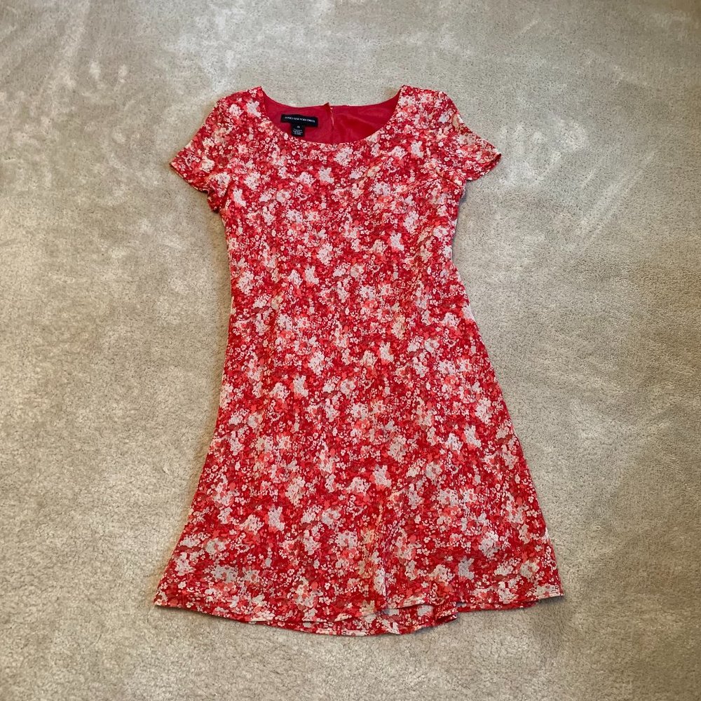 Jones New York Dress Flirty Red Floral Size 10